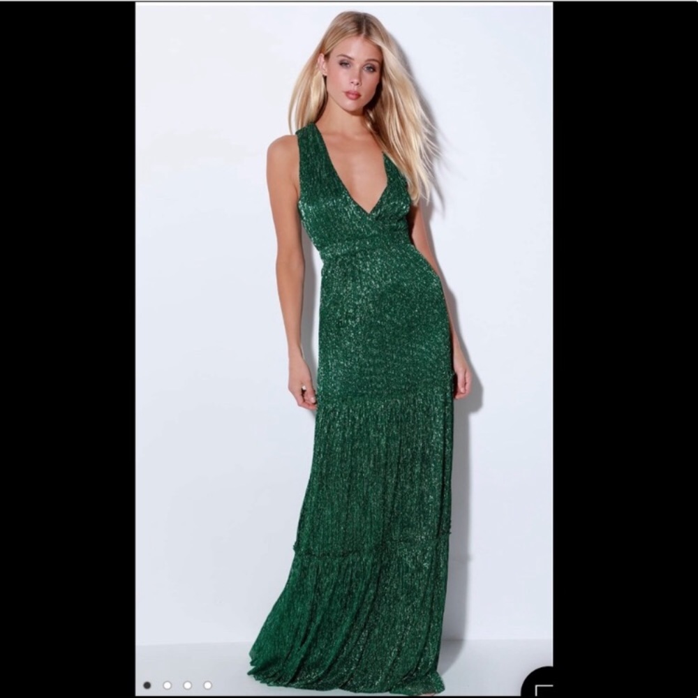 🎃🧚NWT Lulus Falling Star Maxi Dress Teal Green